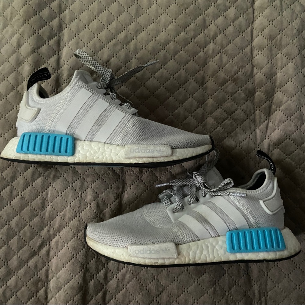 YOUTH SIZED White and Blue Reflective NMDs